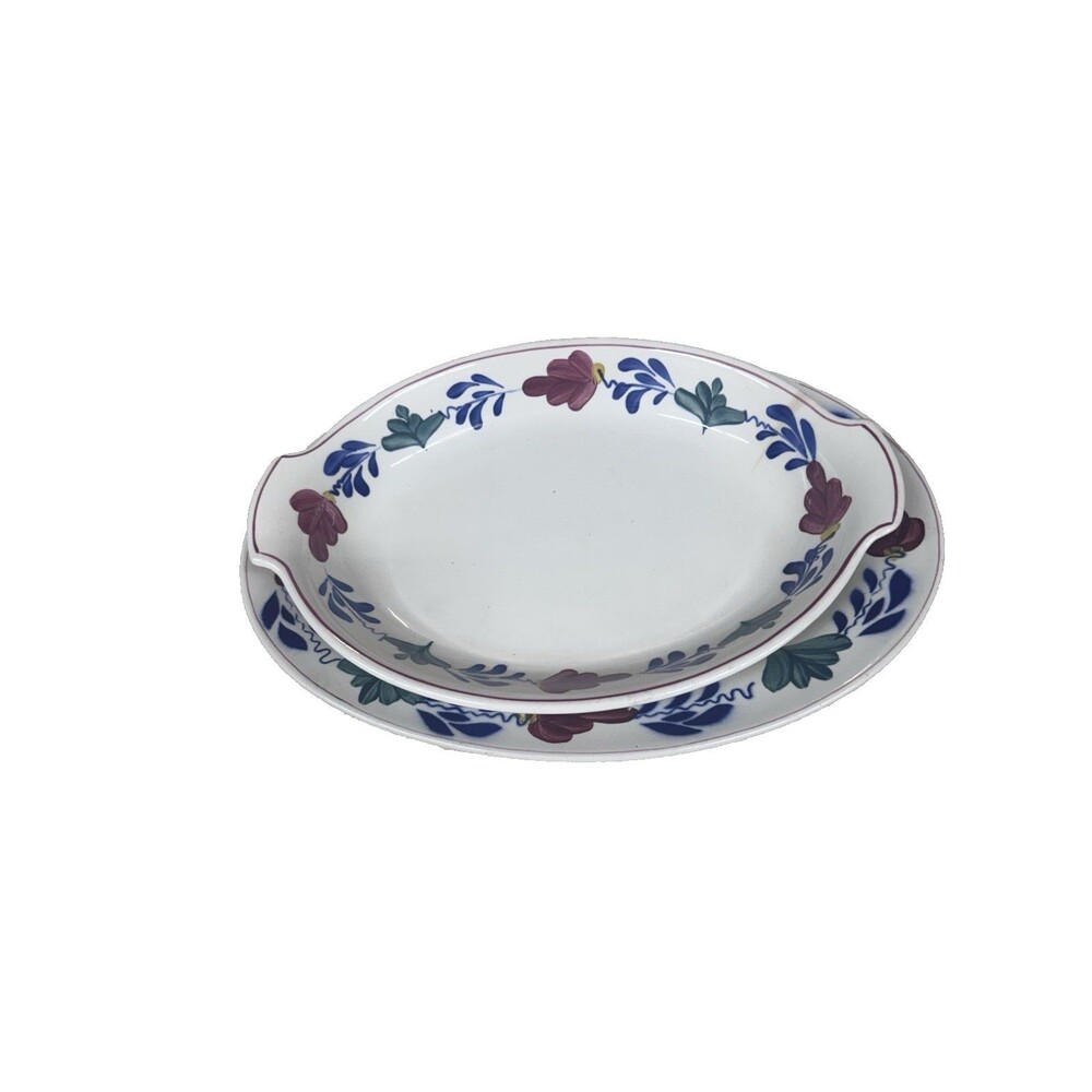 12" & 13"Oval Serving Platter Boerenbont by Boch A SET OF TWO